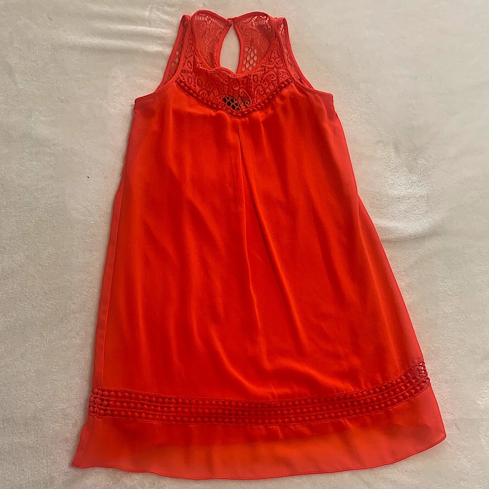 IZ Byer Women’s Coral Dress with Lace Detailing S